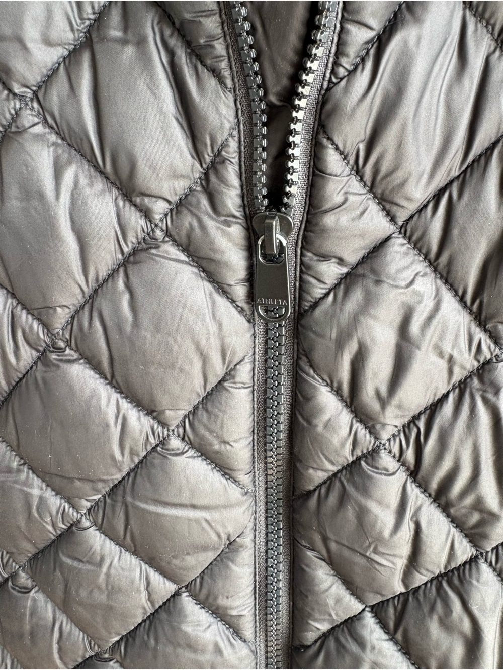 Athleta Black Quilted Featherless Vest Womens Medium Full Zip Lightweight - Picture 5 of 8